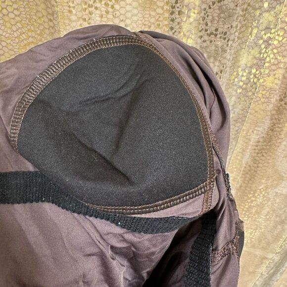 Badgley Mischka Dark Brown Beaded Tassel Surplice One Piece Swimsuit 8 - Picture 5 of 7